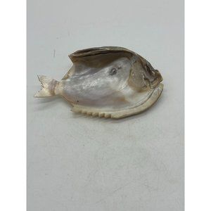 Vintage Carved Abalone Shell Fish Trinket Dish Caviar Server